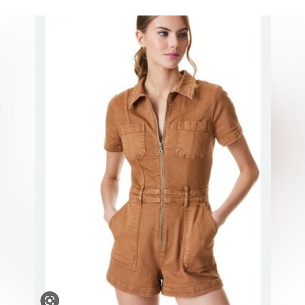 NWT Alice + Olivia Zip Front Denim Romper - Picture 4 of 5